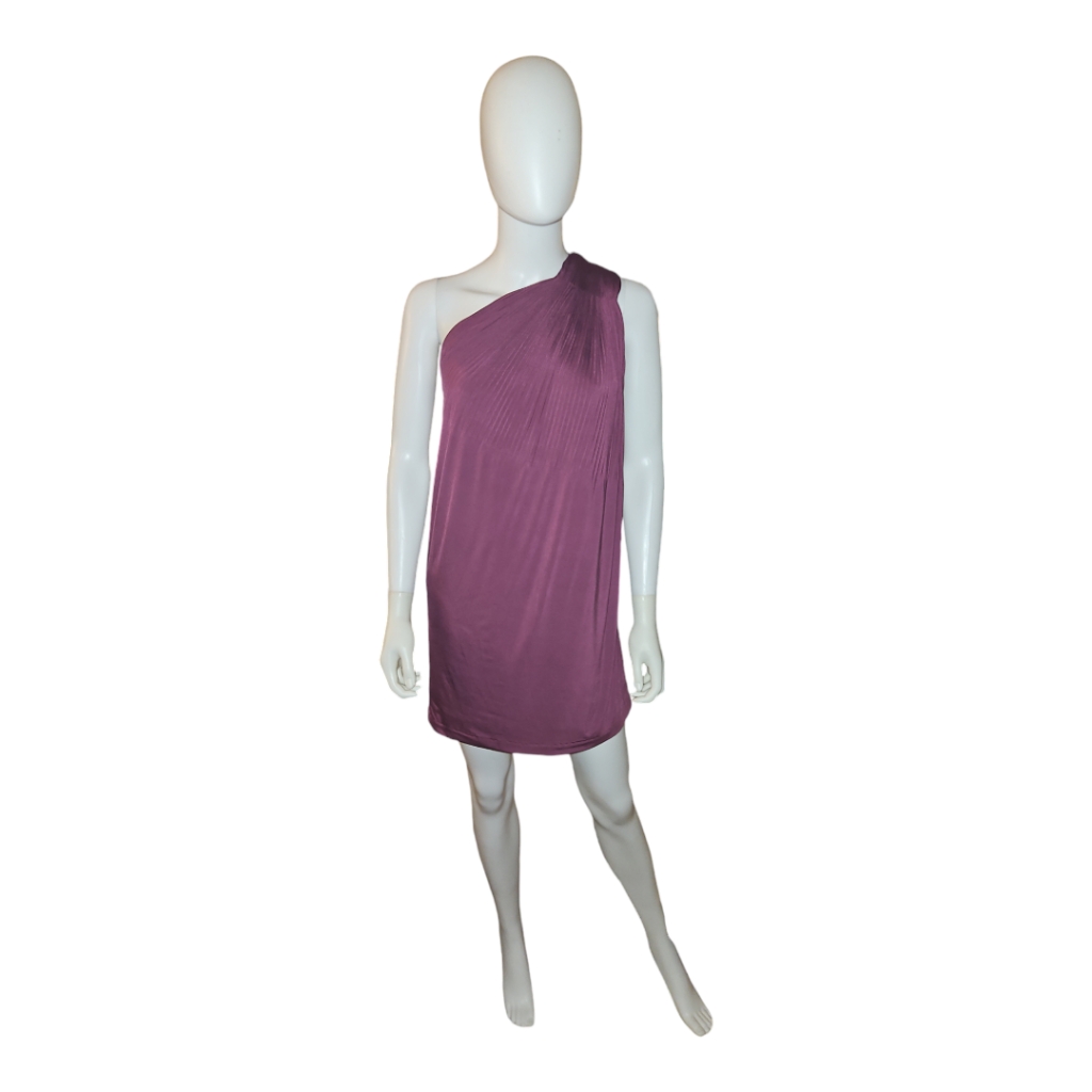 Halston Heritage | One Shoulder Mini Cocktail Dress In Plum Size Us 4 ~ Nwt